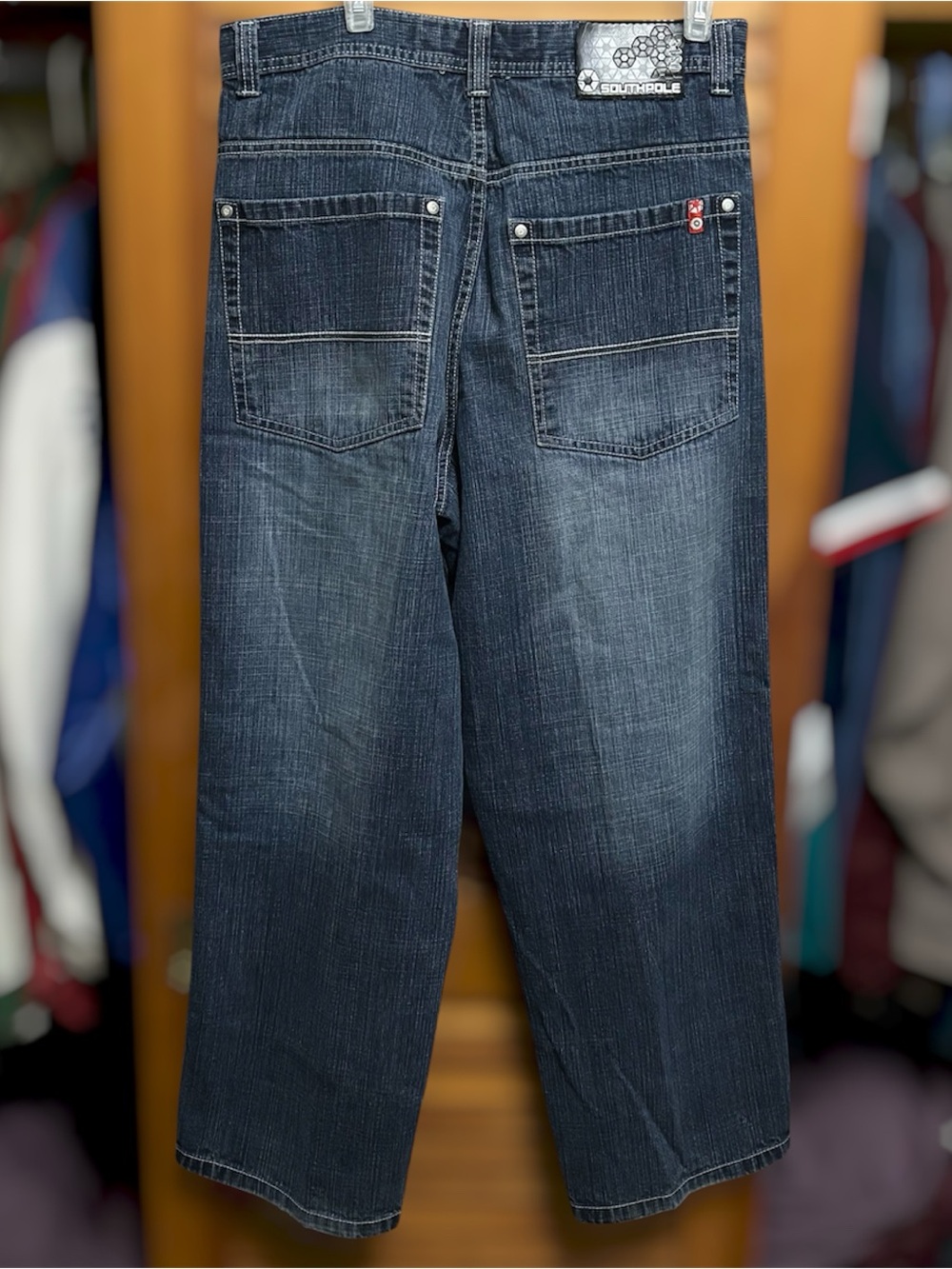 Vintage Southpole Red Tab 3180 Baggy Wide Leg Denim Jeans Y2K Grunge Blue 34x30